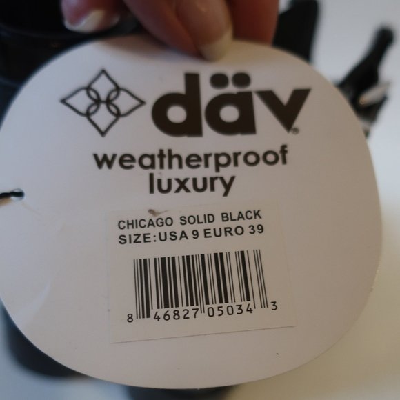 NWOB WOMENS DAV CHICAGO SOLID BLACK WEATHERPROOF BOOTIES 9 * - Picture 8 of 10